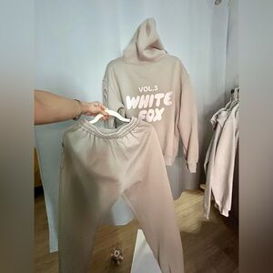 White Fox Beige Hoodie and Joggers Set